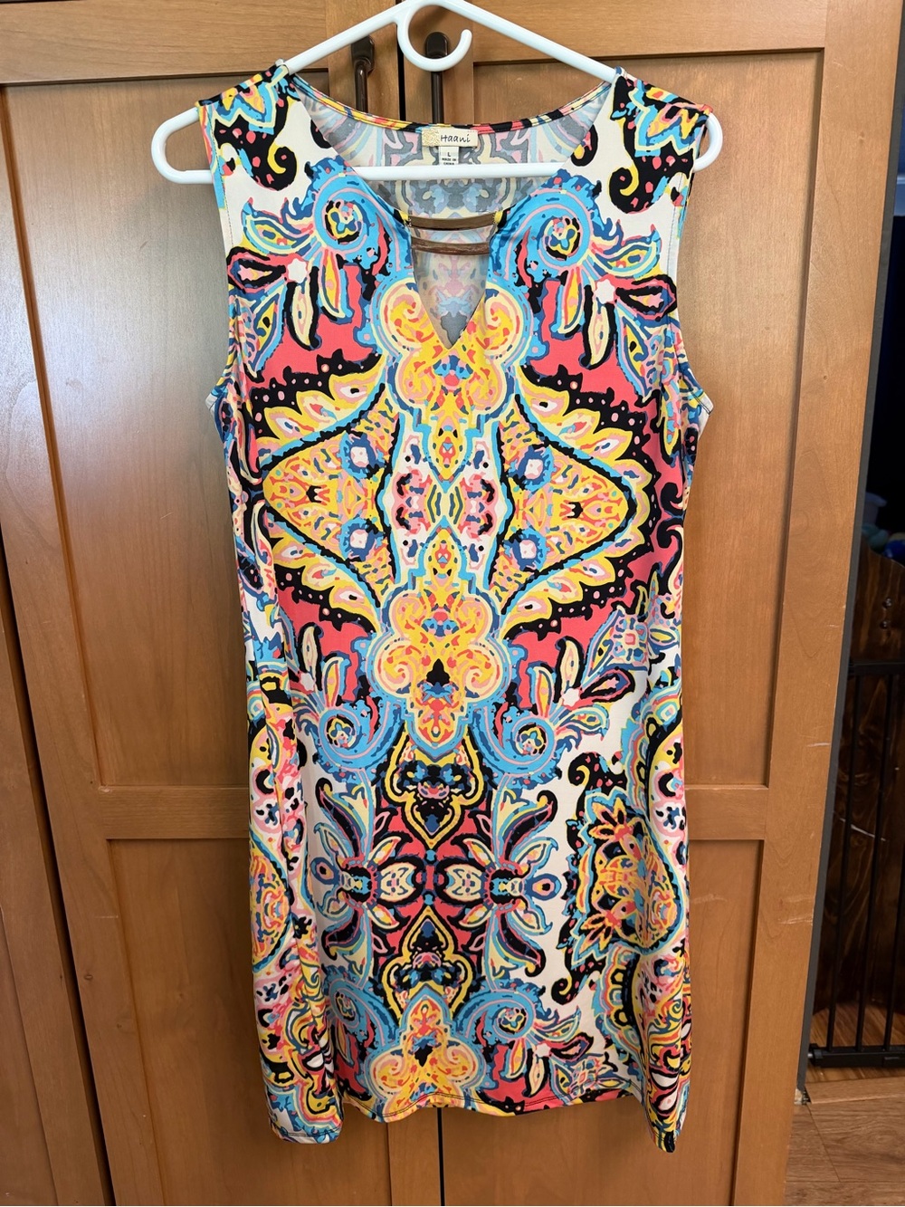 Haani Multicolor Paisley V-Notch Sleeveless Mini Dress